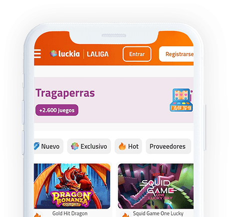 Un móvil con la página web de Luckia en la pantalla.