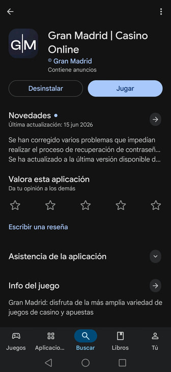 Descarga de la app de Gran Madrid Casino Online desde Google Play.
