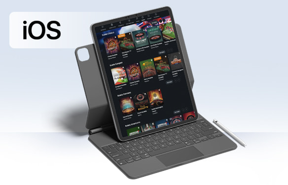 Catálogo de una app de ruleta de casino disponible para iPad.