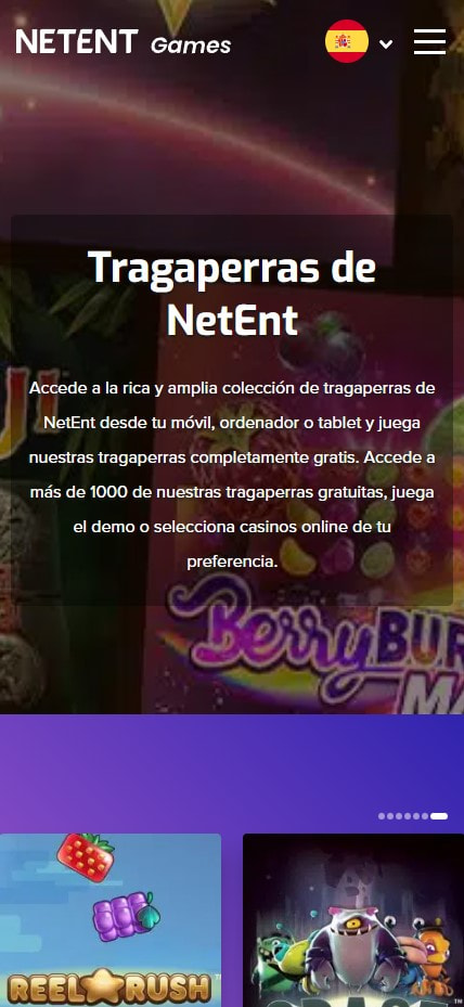 Página de inicio de NetEnt con sus mejores juegos