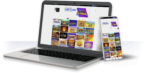 Un ordenador y un móvil con la oferta de juegos de Betway.