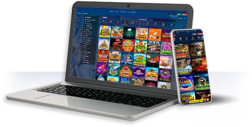 Un ordenador y un móvil con la oferta de juegos de Marathonbet