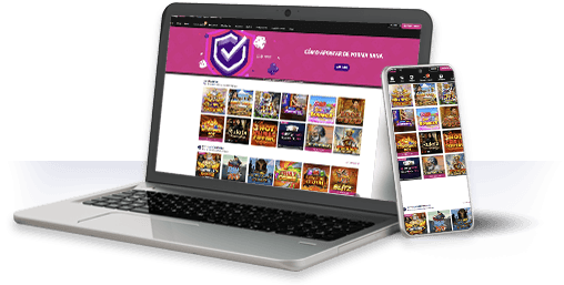 Un ordenador y un móvil con la oferta de juegos de PartyCasino