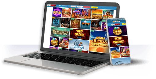 Un ordenador y un móvil con la oferta de juegos de Play Jango