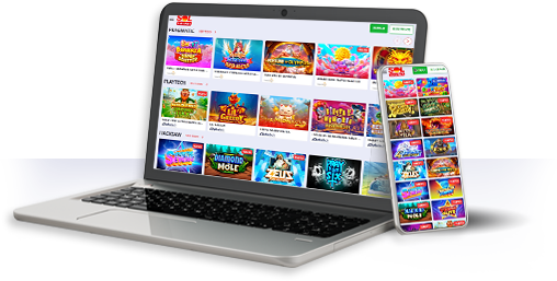 Un ordenador y un móvil con la oferta de juegos de Solcasino.