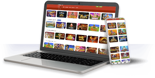 Un ordenador y un móvil con la oferta de juegos de Sportium.