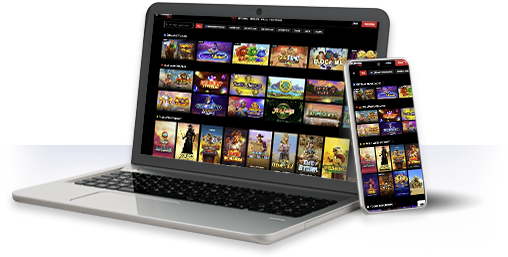 Un ordenador y un móvil con la oferta de juegos de Tiki Taka Play