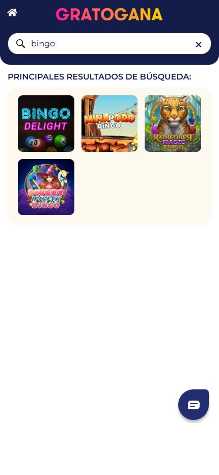 Sección de bingo online en el casino GratoGana.