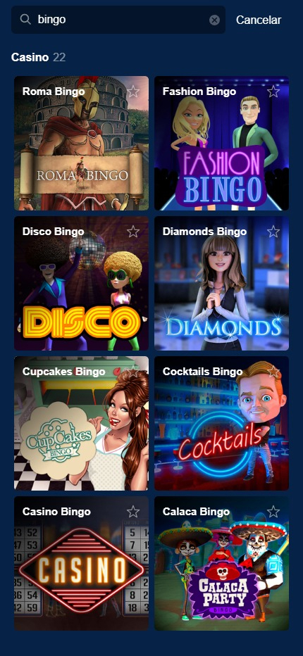 Sección de bingo online en el casino Marathonbet.
