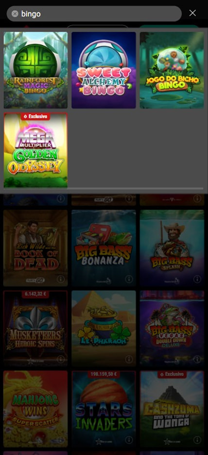 Sección de bingo online en PokerStars