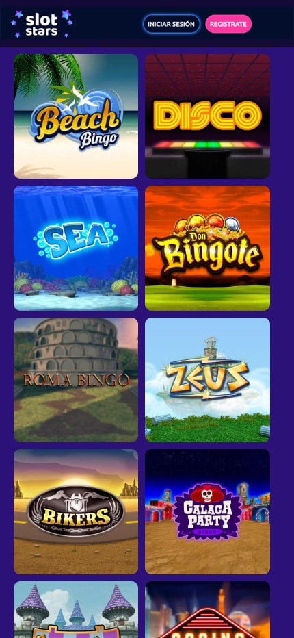 Sección de bingo online en el casino SlotStars.