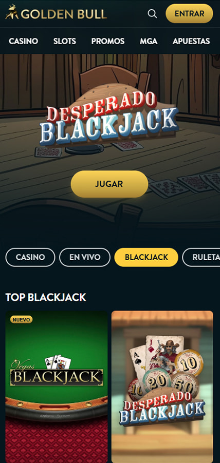 Sección de blackjack en el Golden Bull.