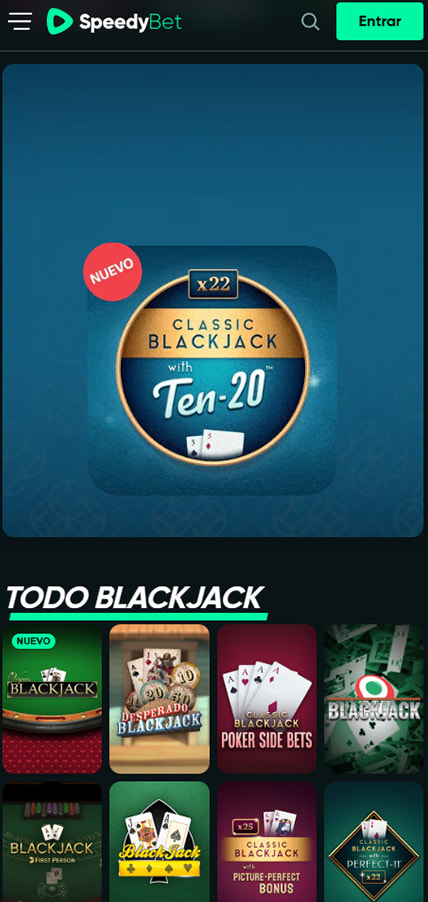 Sección de blackjack en el SpeedyBet.