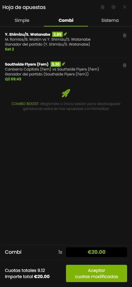 Apuestas combinadas en bet777..