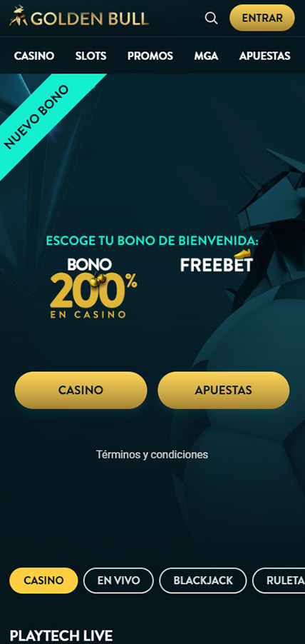 Página de inicio del Golden Bull.