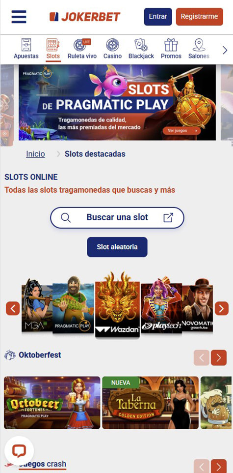 Página de inicio del JOKERBET.