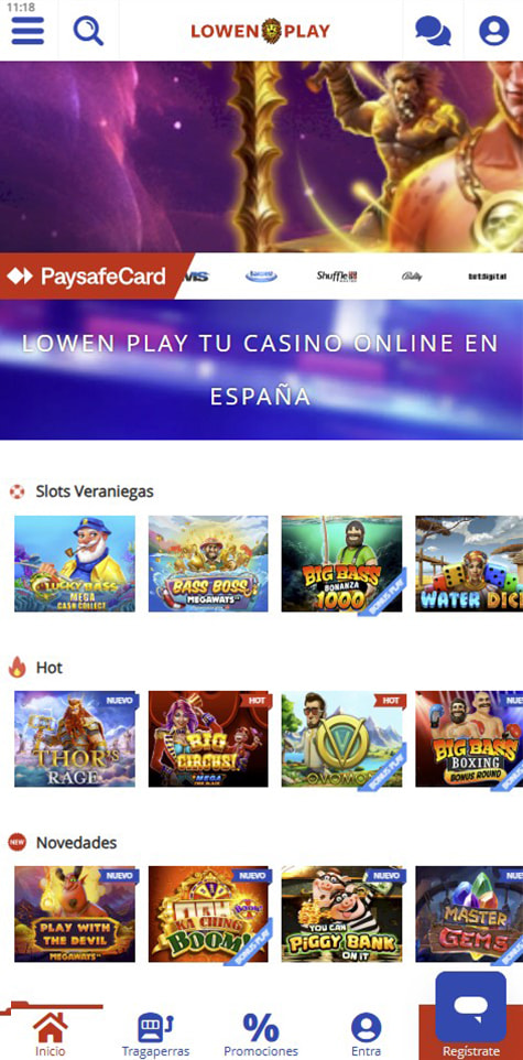 Página de inicio de Lowen Play.