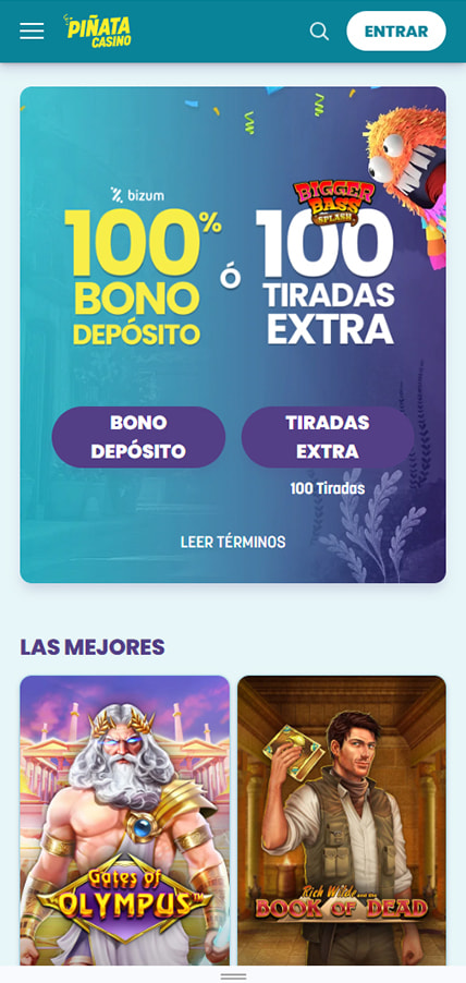 Página de inicio del casino Piñata Casino.