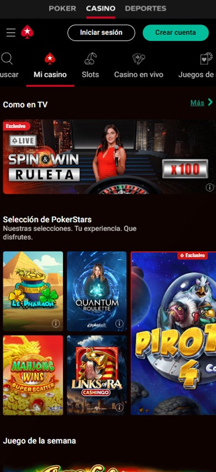 Página de inicio de PokerStars.