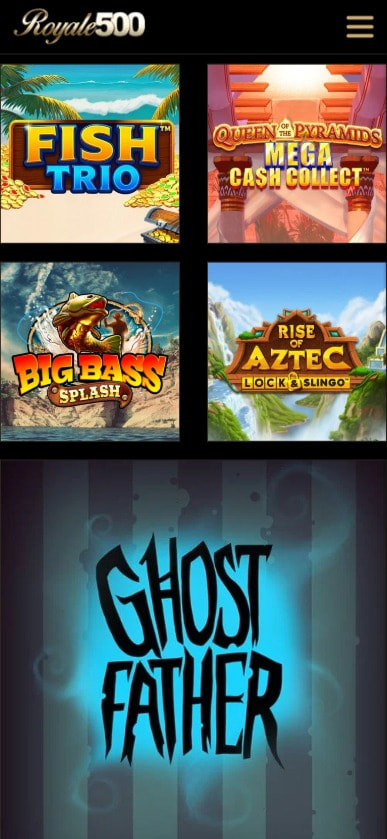 Página de inicio del casino Royale500.