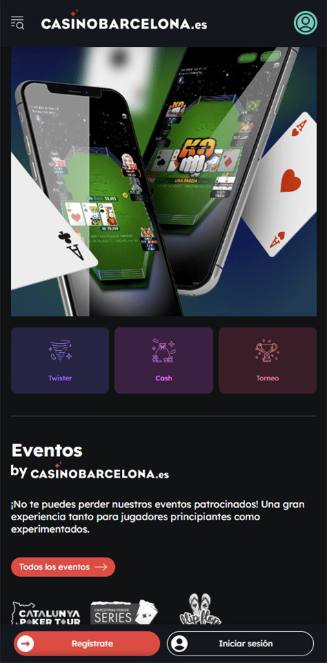 Sección de poker online en el casino Casino Barcelona