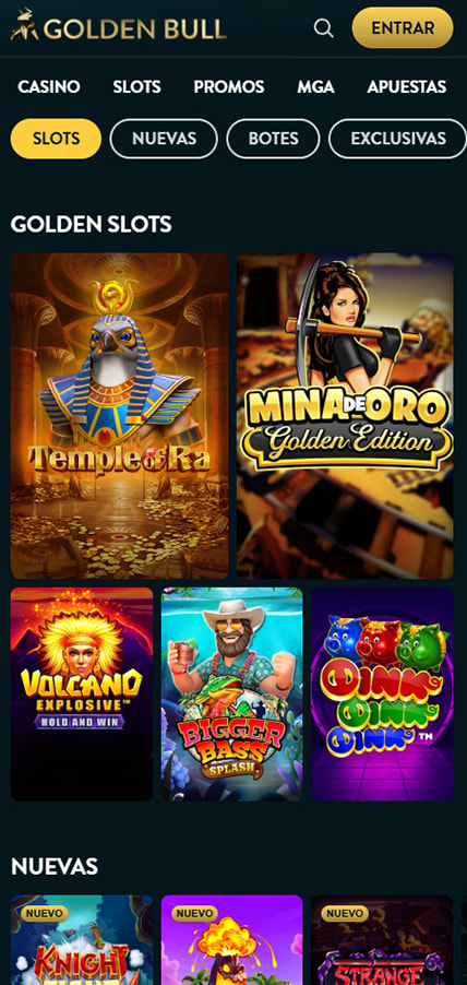 Sección de slots en el Golden Bull.