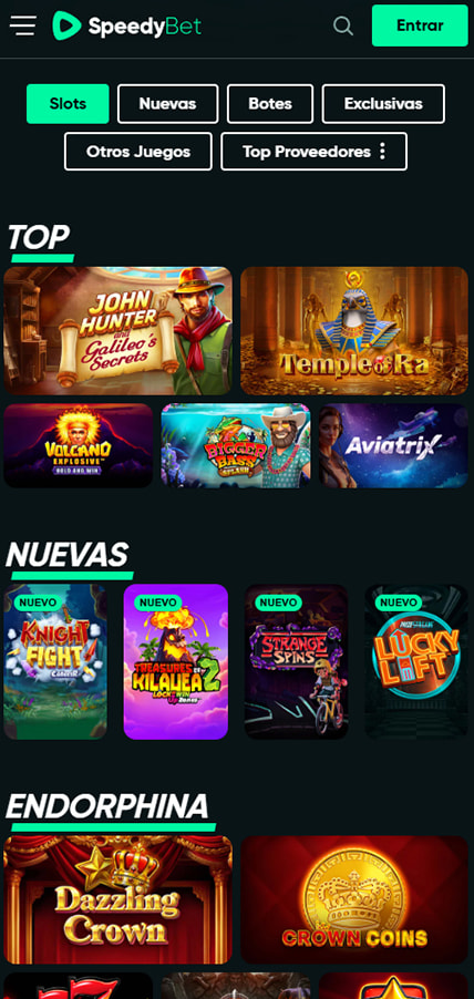 Sección de slots en el SpeedyBet.
