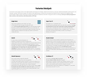 Imagen previa del archivo pdf de esta sección con todas las variantes de blackjack explicadas.