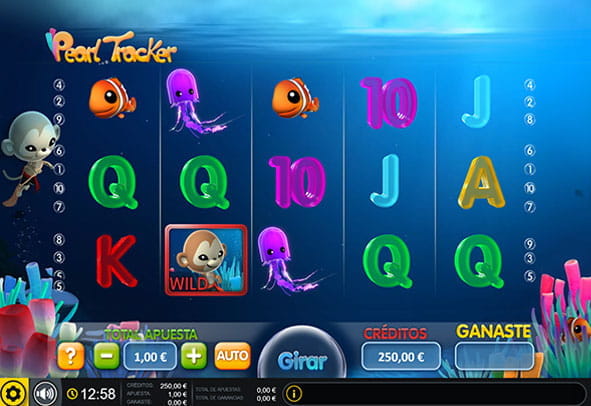 Tablero de la slot Pearl Tracker online para casinos online de España con sus cinco rodillos y tres filas.