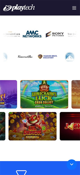 Página de inicio de Playtech con sus mejores juegos