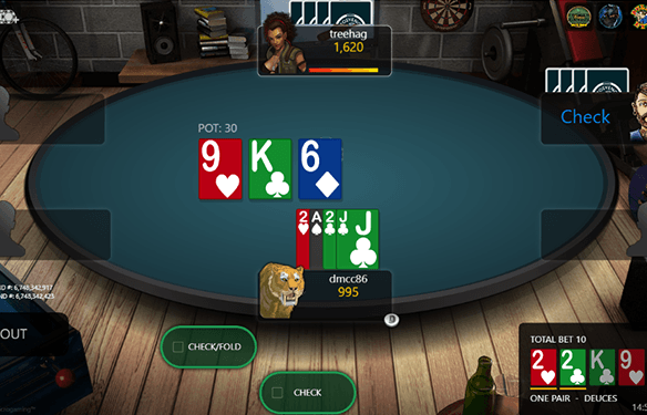 Mesa de póker online Omaha hold'em en el casino.