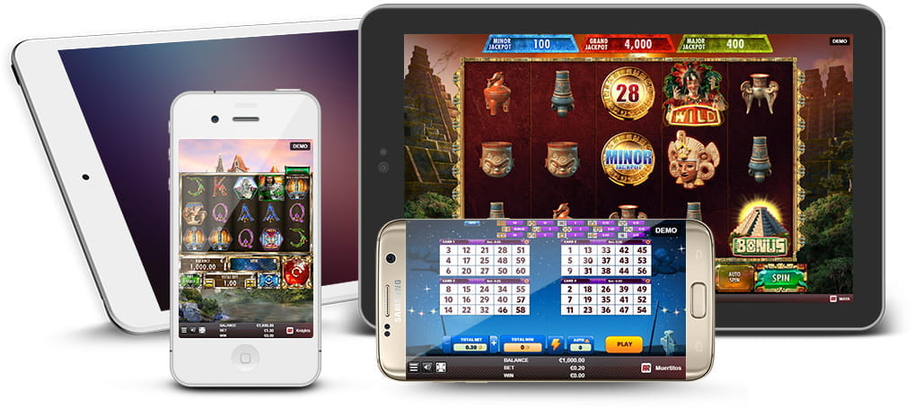 Varios juegos de Red Rake Gaming en diferentes dispositivos móviles.