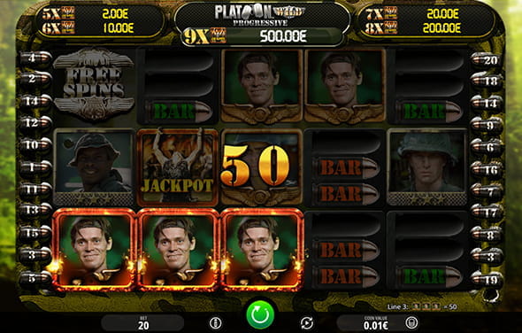 Portada de la slot para casinos online de España, Platoon.