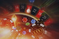 Parte de una ruleta con muchas fichas de colores.