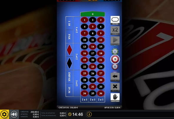 Imagen de una ruleta vertical en un casino online