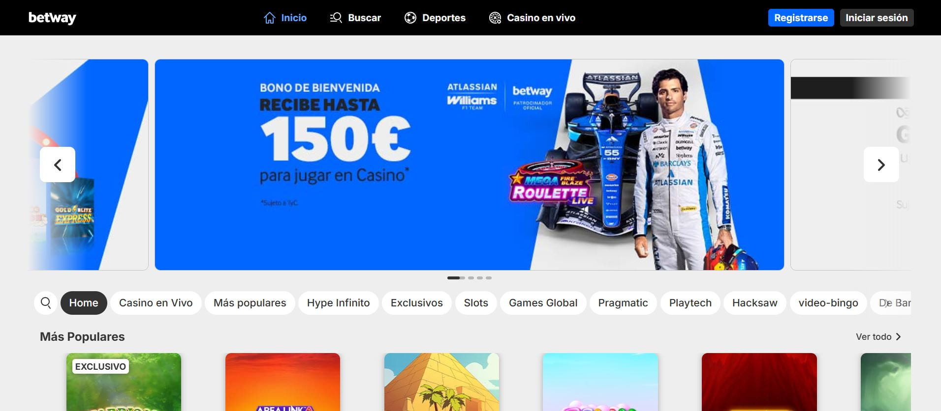 Betway - página de inicio