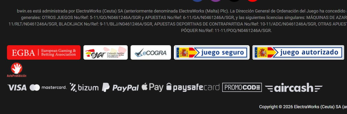 bwin - métodos de pago disponibles