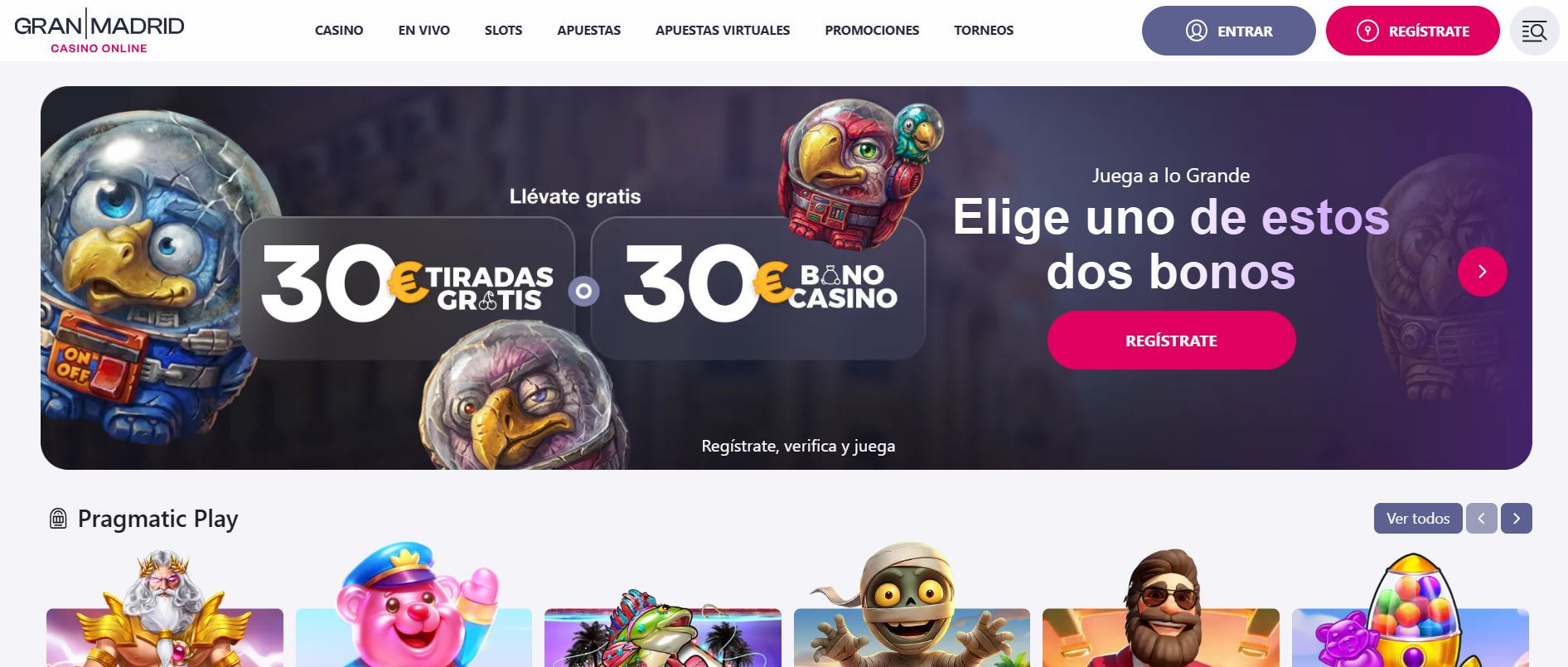 Gran Madrid Casino Online - página de inicio