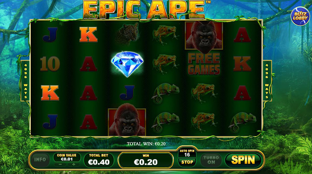 Giros gratis de la slot Epic Ape con wild diamante