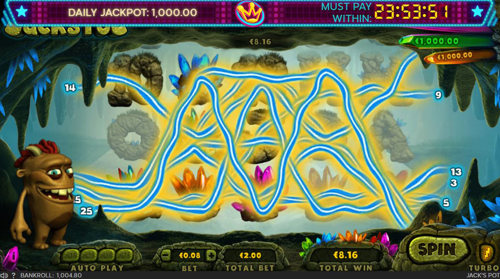 Ronda de bonificación Crystal Rock y botes de Jack's Pot