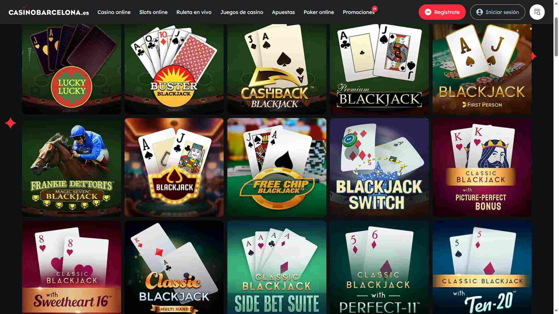Todas las mesas de blackjack en Casino Barcelona