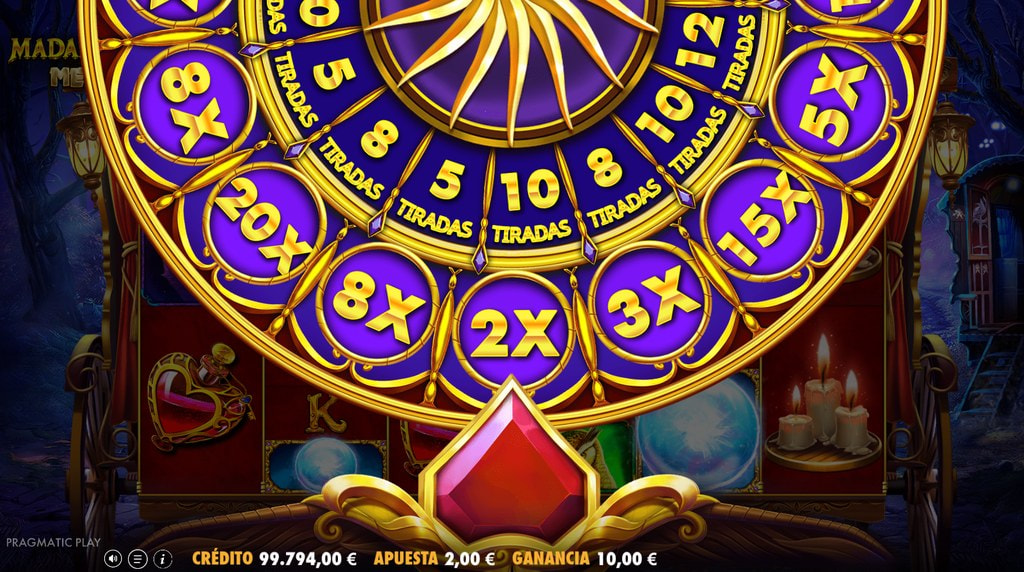 Ruleta de giros gratis con multiplicador de la slot Madame Destiny Megaways