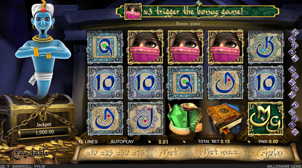 Giros gratis y bono Genie's Palace de la slot Millionaire Genie