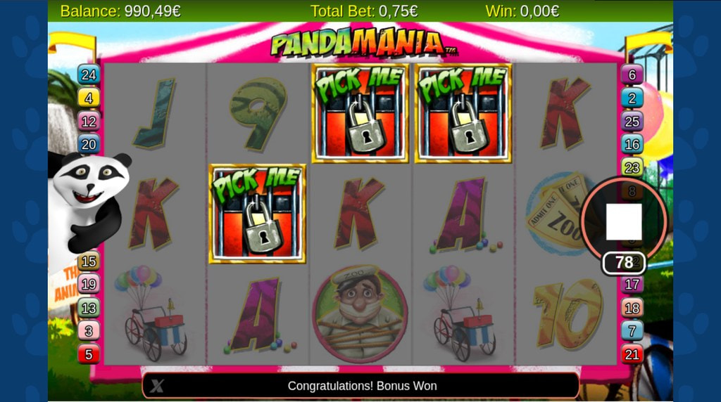 Bono Pick Me con premios instantáneos de la slot Pandamania