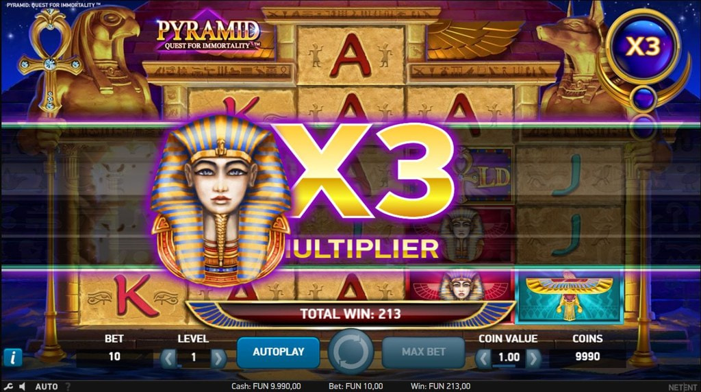Avalanchas y multiplicador de la slot Pyramid: Quest for Immortality