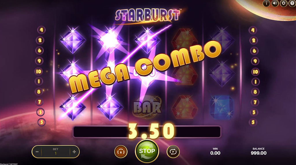 Función Starburst Wild expansible de la slot Starburst de NetEnt