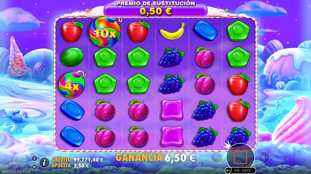 Giros gratis con bombas multiplicadoras de la slot Sweet Bonanza