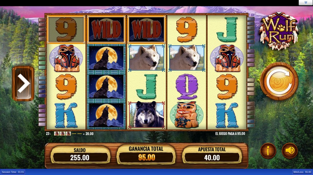 Giros gratis con comodines apilados de la slot Wolf Run