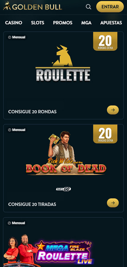 Sección de bonos en el Golden Bull.
