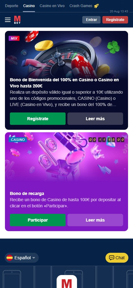 Sección de bonos en el casino Marathonbet.